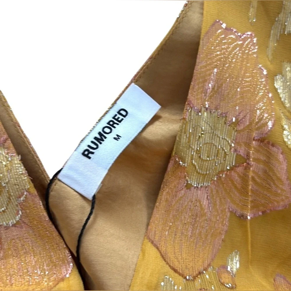 🔆 Rumored Gold Plunge Neck Midi Dress Paradise Golden Hour - Medium - Picture 4 of 6